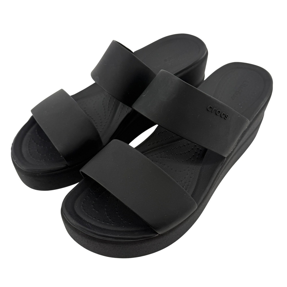 Crocs Brooklyn Mid Wedge Sandal Flip Flop Black Women 10 Summer Beach Vacation